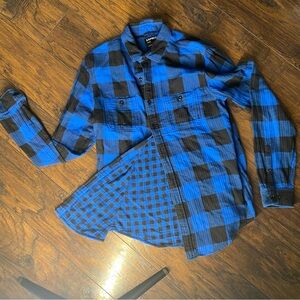 Express Blue and Black Flannel Shirt